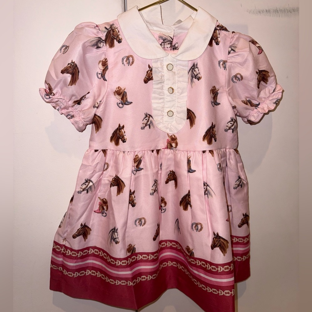Janie and Jack Pink Horse Equine Dress